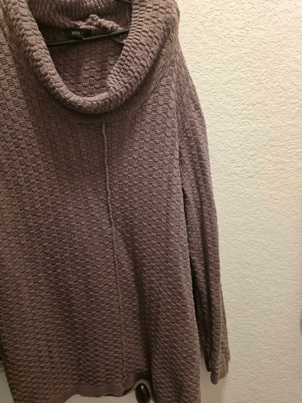 Intro Woman Taupe Textured Cowl Neck Sweater 3X Cozy Knit Tunic